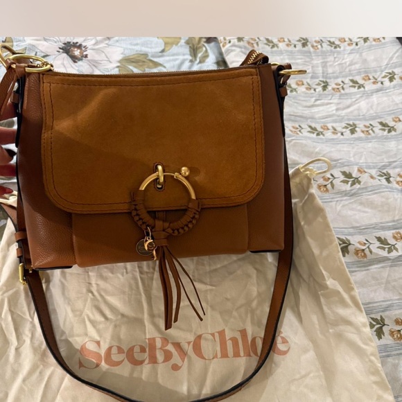 NWT See by Chloe Genuine Calfskin Joan Shoulder Bag, Chestnut - Picture 7 of 7